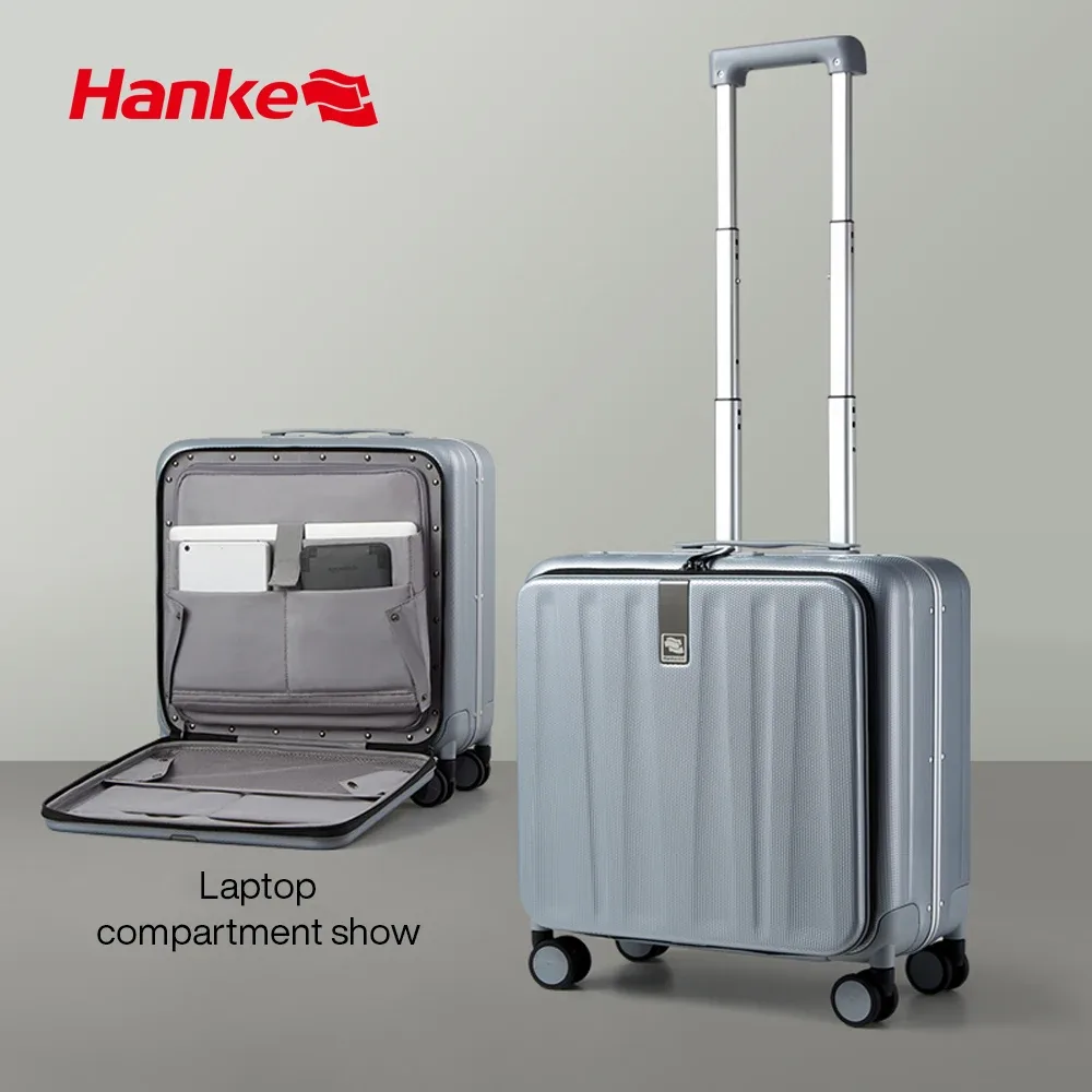 hanke-valise à main avec cadre en aluminium, bagage à roulettes, cabine d'embarquement, roue tournante pc, serrure tsa, design esthétique, 7mm, 18 po, 20 po