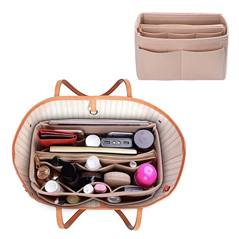 hhyukimi marque maquillage organisateur feutre insérer sac pour sac à main voyage intérieur sac à main portable sacs à cosmétiques adapté diverses marques sacs