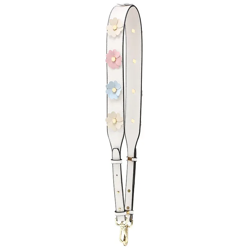 large sangle de sac à bandoulière en cuir pu pour femmes, longue sangle de remplacement pour sac à main, rivet coloré, poignée de sac à bandoulière florale
