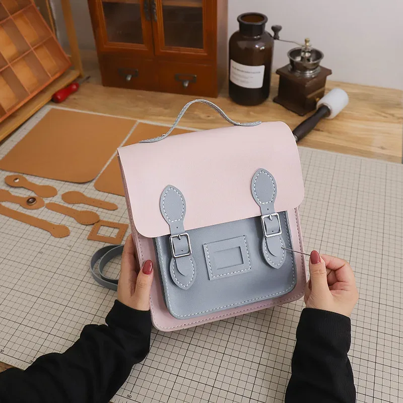 sac à dos rétro fait à la main, sacoche cousue à la main, matériel de bricolage personnalisé, sac tissé cambridge de grande capacité