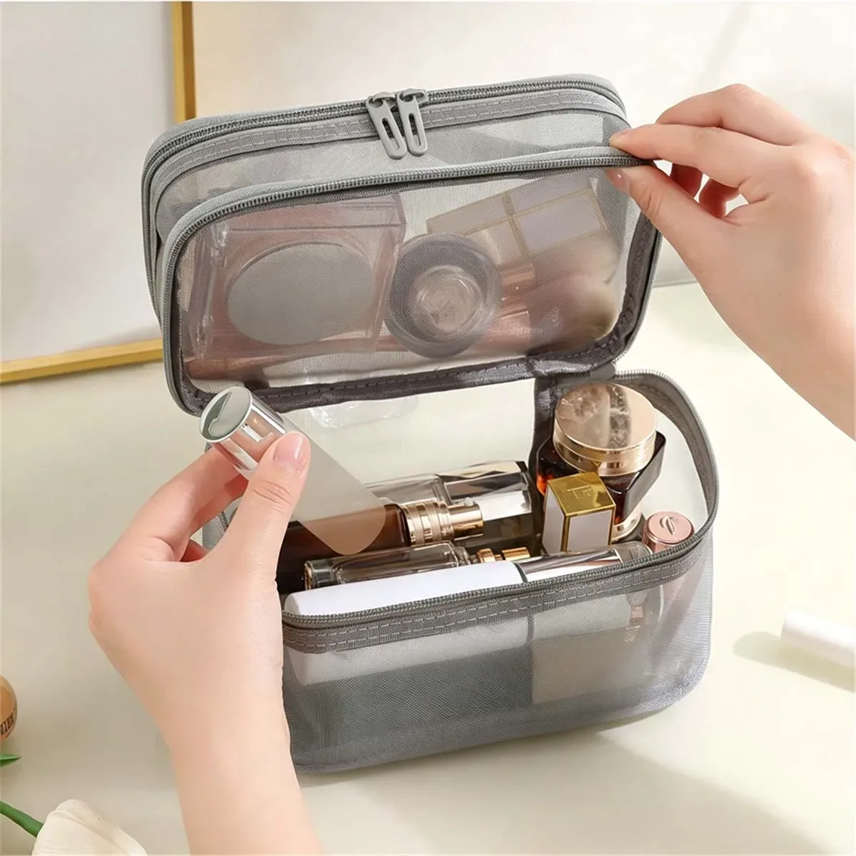 sac de rangement en maille de grande capacité, sac de tri pour cosmétiques/articles de toilette, voyage, rentrée scolaire, noël, cadeau de vacances