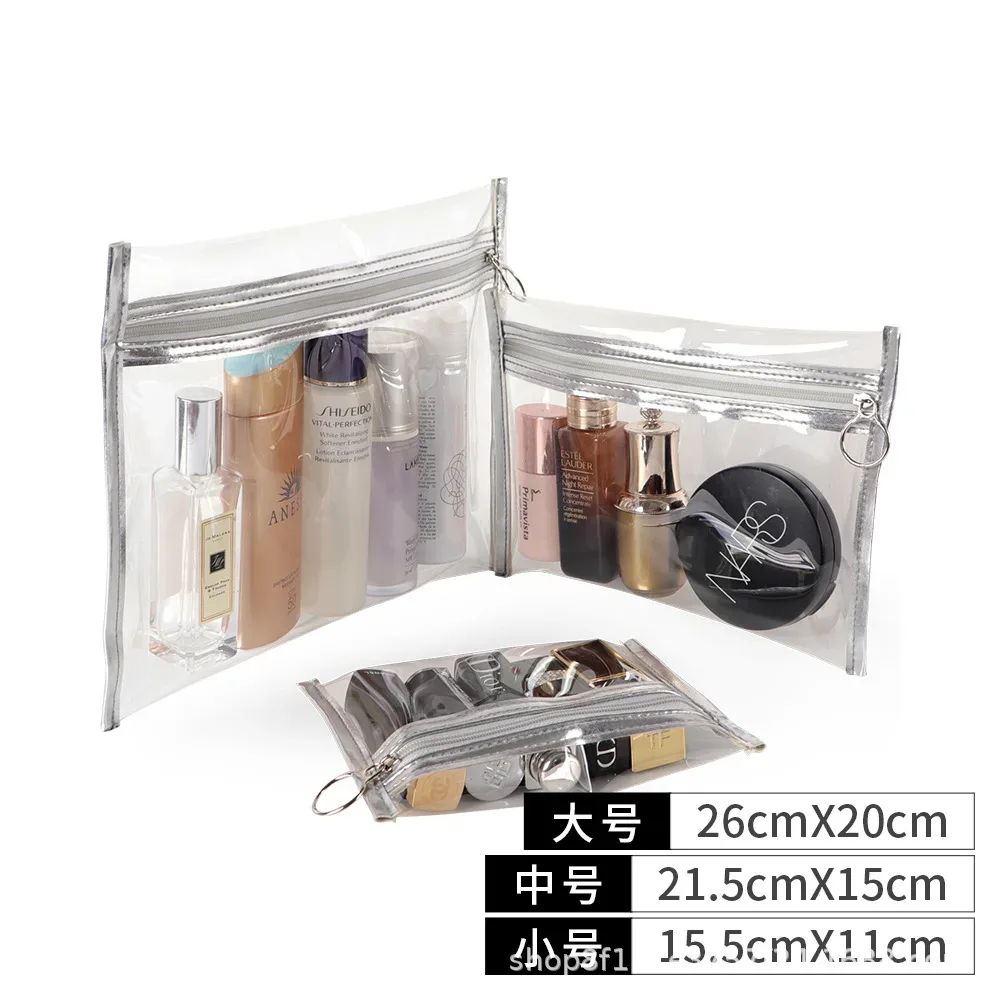 sac à cosmétiques en pvc transparent trousse de toilette de voyage étanche sac de rangement portable couleur bonbon pour cosmétiques cubique polyvalent...