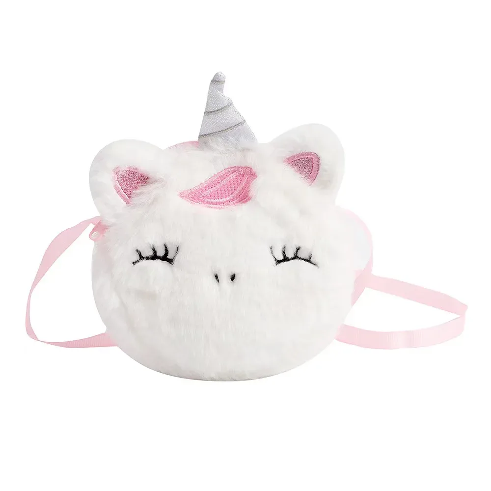 sac à bandoulière en peluche pour enfants, portefeuille licorne de dessin animé mignon, sac à main pour filles, accessoires pour bébés