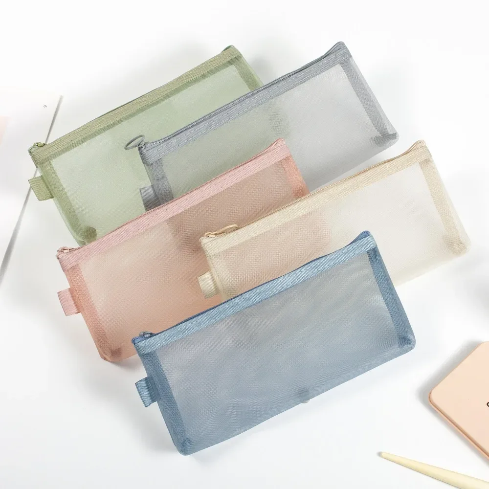 trousse de maquillage en maille transparente de grande capacité, porte-monnaie, sac à pinceaux cosmétiques, nouveau