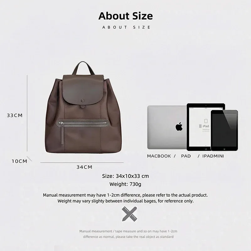 sac à dos en nylon pour femmes, sac à dos décontracté avec garniture en simili cuir, fermeture à pression magnétique, sac à dos de voyage de grande capacité pour un usage quotidien