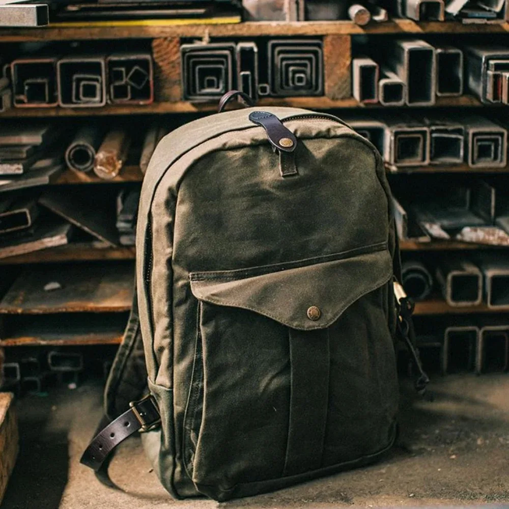tailor brando-sac à dos rétro américain étanche, 15oz rap173, 24x47x12cm, sac d'école de voyage pour ordinateur, unisexe, toile d'avertissement, 70307