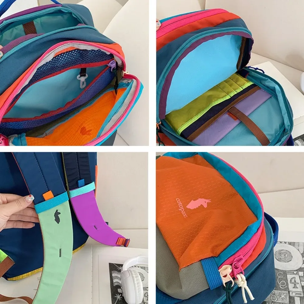 sac à dos tendance unisexe multicolore patchwork 16l, sac de voyage, sac à dos pour étudiants