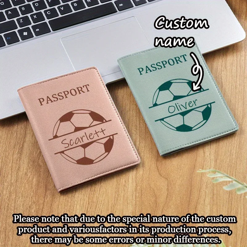 porte-passeport personnalisé avec motif de football, portefeuille de voyage avec emplacements pour cartes et porte-carte d'identité, cadeau élégant pour hommes et femmes
