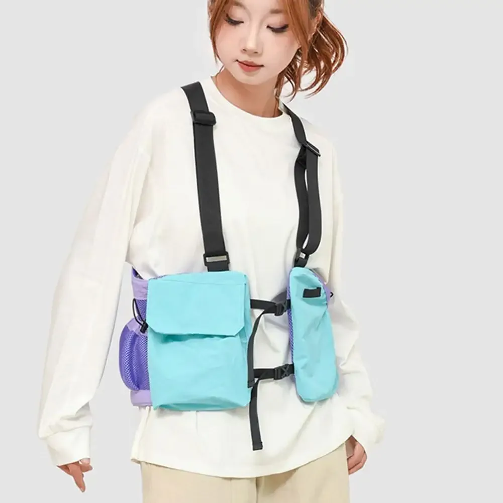 sac de cyclisme extérieur léger, gilet de course, sac à dos pour la randonnée, la course à pied et le marathon, sac de poitrine avec poche de rangement pour téléphone et gobelet