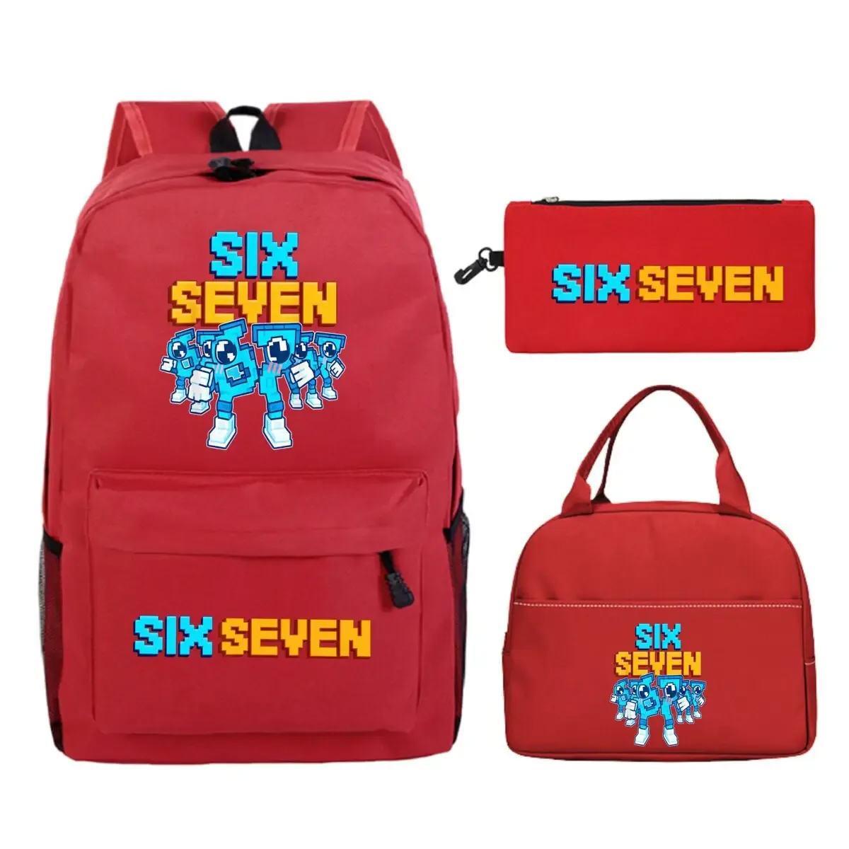 sac dos polyester dessin animé bleu blanc noire bandoulière arquée compartiment intérieur trousse sac lunch usage école voyage
