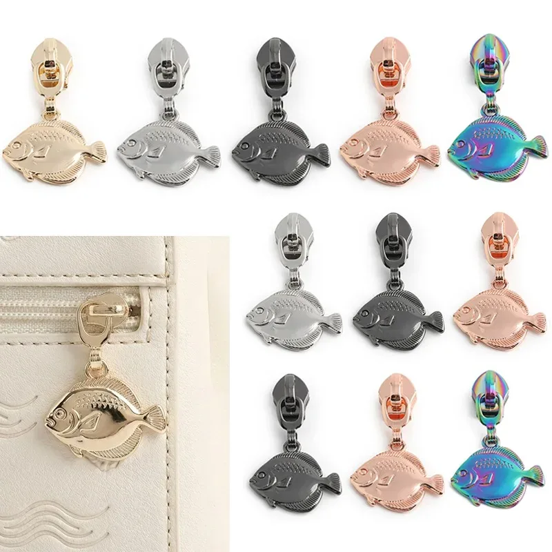5/10/15/20pcs animaux marins # 5 têtes de fermeture éclair en nylon, curseurs de fermeture éclair pour la décoration de bagages, vestes et sacs à dos, accessoires diy