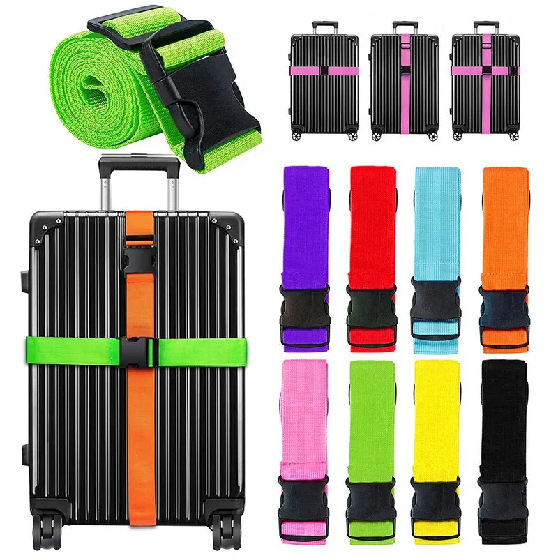 nouveau sangles de bagage droites pour valise, ceinture de bagage avec boucle de déverrouillage réglable, accessoire de voyage, facilement identifiable