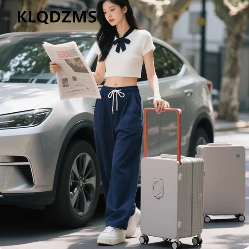 klqdzms valise abs+pc grande capacité, valise à roulettes pour femme, boîte de voyage 20"24"26"28 pouces, sac de voyage style chariot, bagage pour homme
