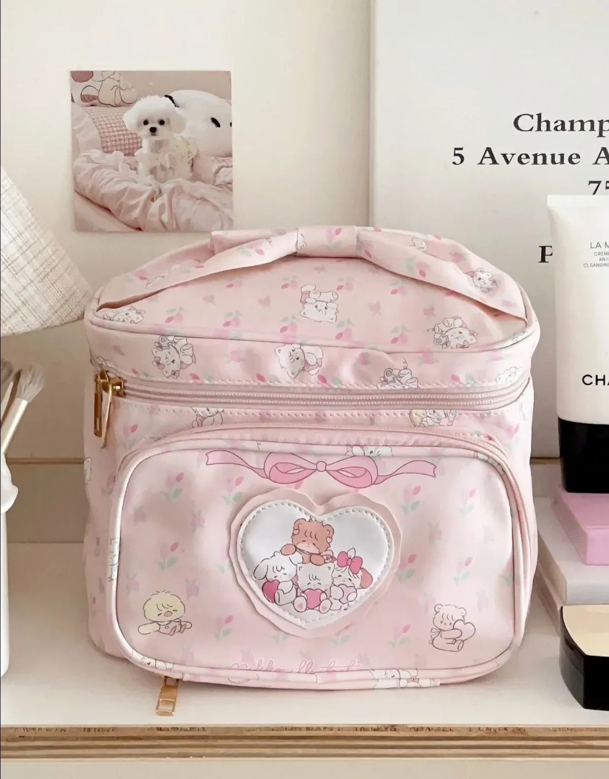 sac de maquillage princesse mikko mignon, sac à main portable de grande capacité, organisateur de rangement de cosmétiques de voyage pour adolescentes