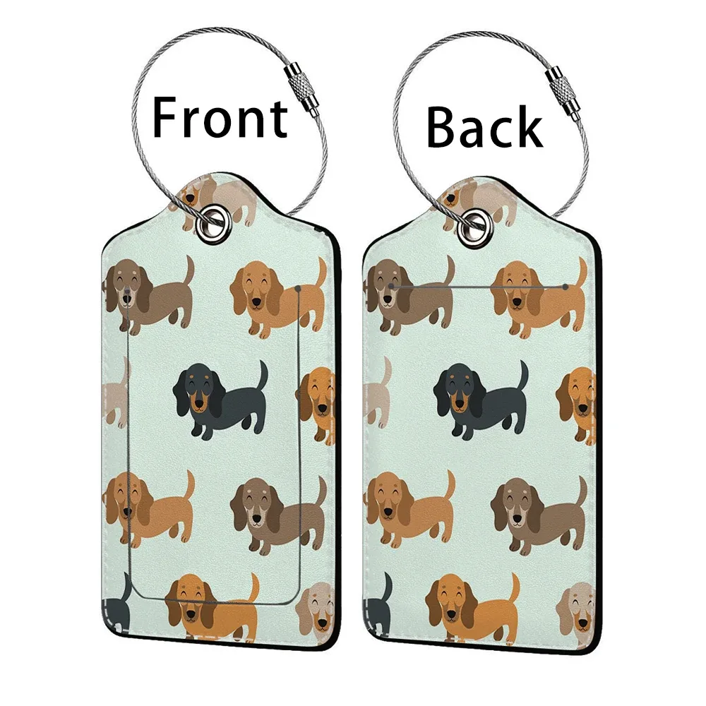 offre spéciale mignon chien en cuir affaires étiquette de bagage valise adresse étiquette bagages embarquement étui étiquette nom id adresse clip