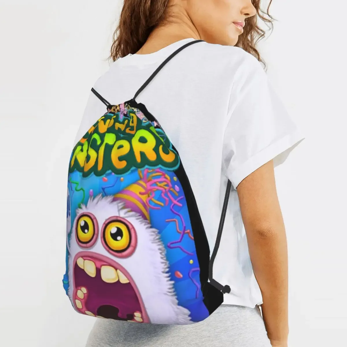 wubbox my singing monsters sacs à dos multifonctions avec cordon de serrage, sacs de sport, sacs à livres pour hommes, femmes, étudiants