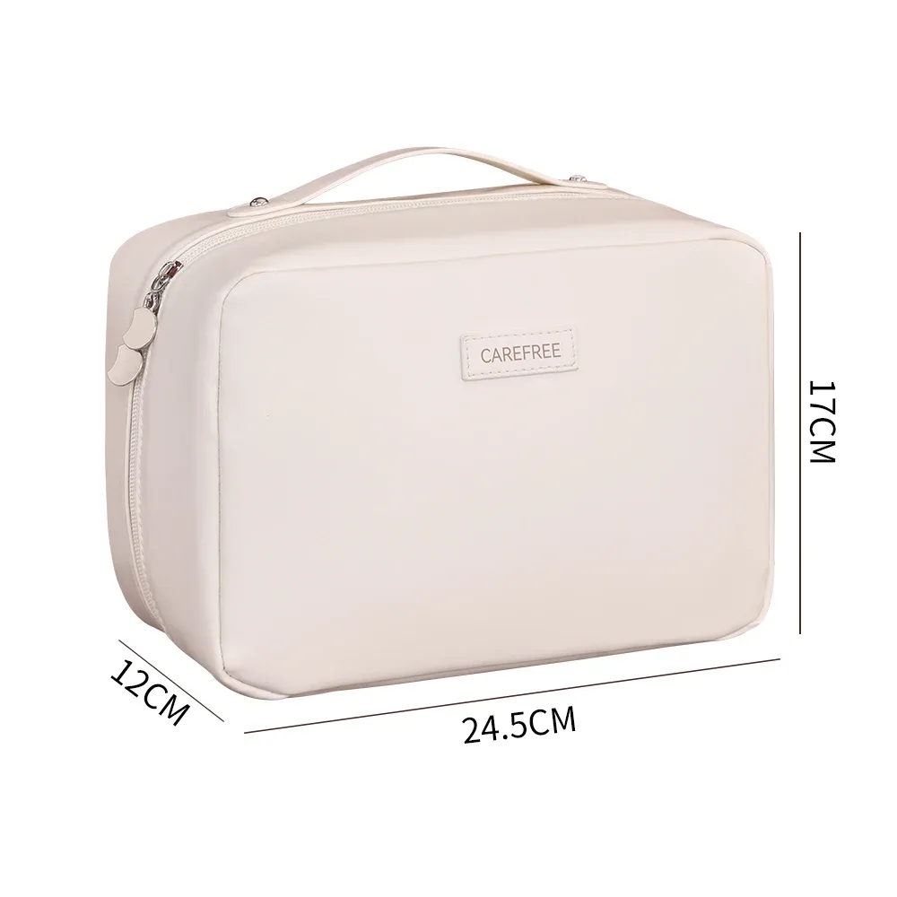 sac de maquillage en cuir pu étanche de grande capacité, sac de rangement de cosmétiques de voyage portable pour femmes, sac de lavage de soins de la peau