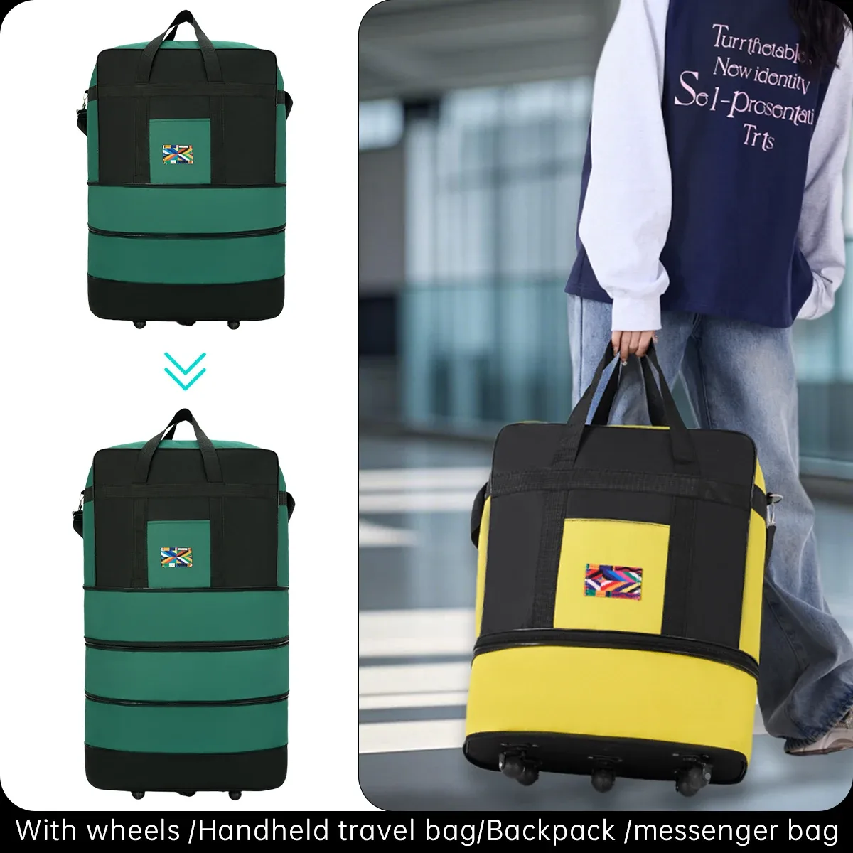 sac de voyage de style sac à dos en tissu oxford de grande capacité, adapté aux voyages mondiaux et aux expéditions de bagages, pour les deux sexistes