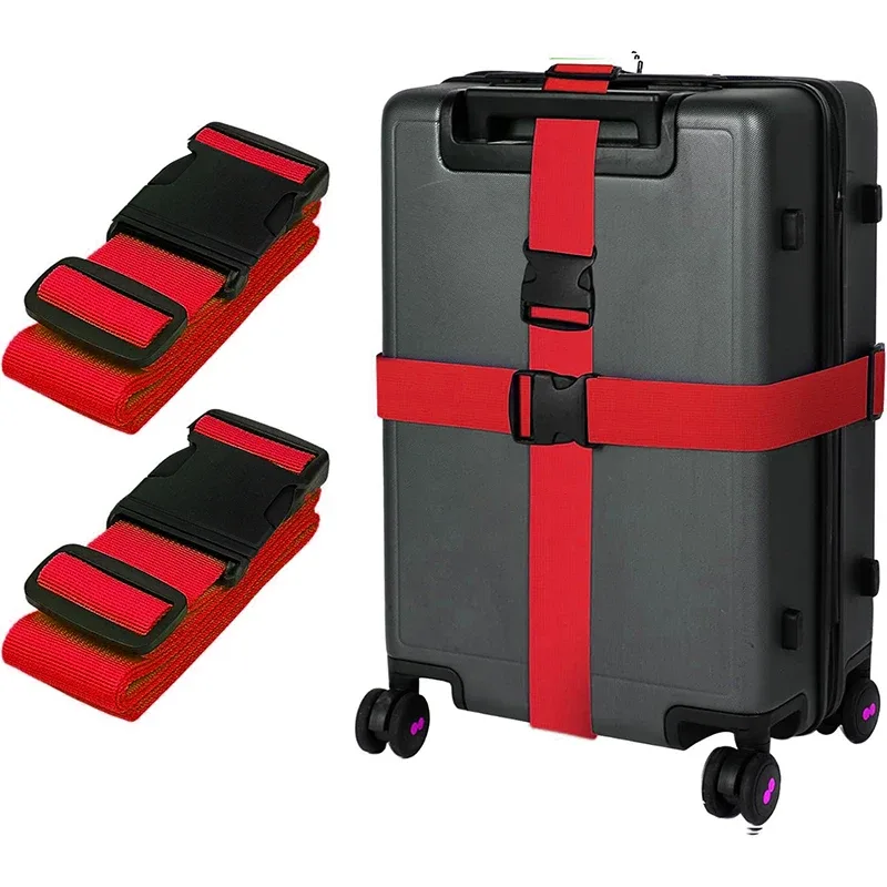 sangles de bagages durables antivol, 2 pièces, ceintures de valise de voyage aux couleurs vives, sangles de bagages réglables, accessoire de bagages de voyage