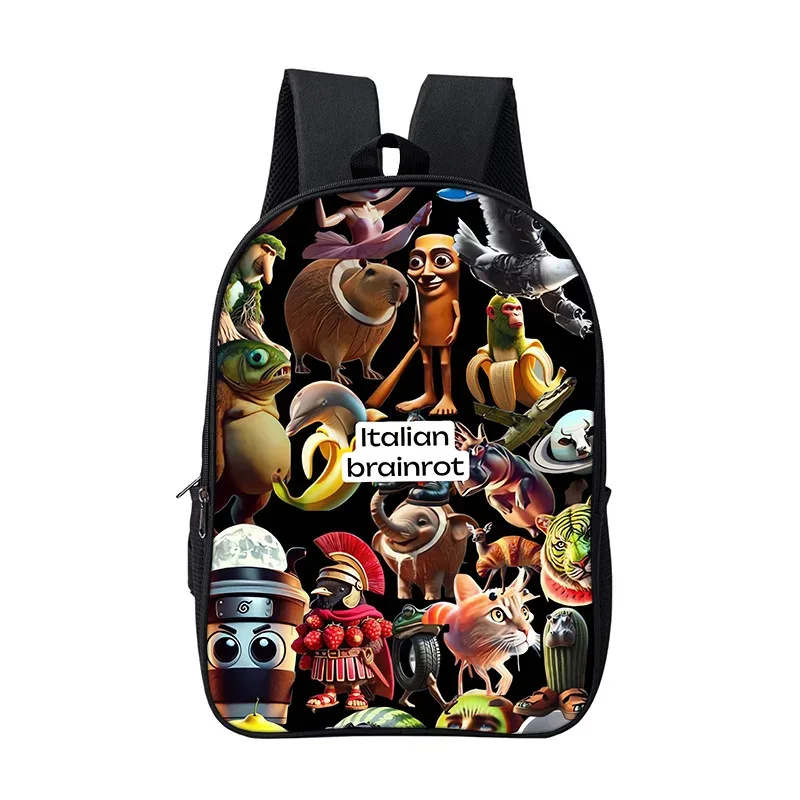 sac à dos scolaire pour garçons et filles, durable et souple, pour livres, motif dessin animé, anime, jeu, style italien brainrot, pour enfants
