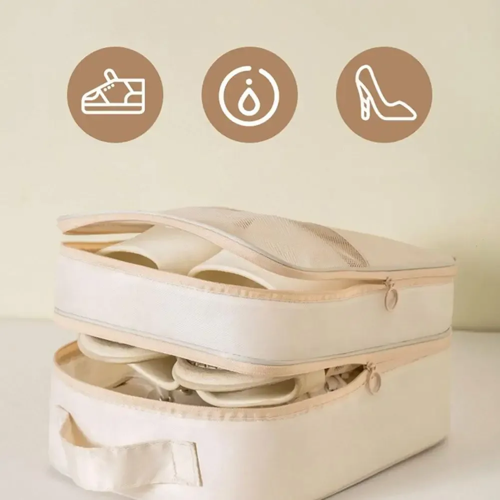 sac à chaussures de voyage en tissu oxford, organisateur de rangement multifonctionnel à 3 couches, pochette à chaussures portable et étanche pour voyage