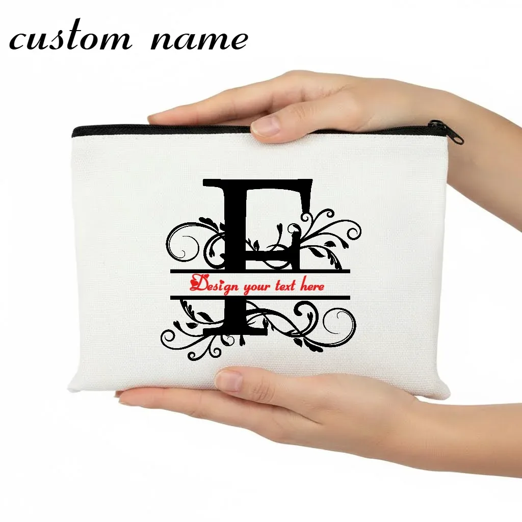 1pc trousse de maquillage personnalisable avec monogramme - pochette de voyage légère, pliable et durable avec fermeture éclair et impression de lettres personnalisées
