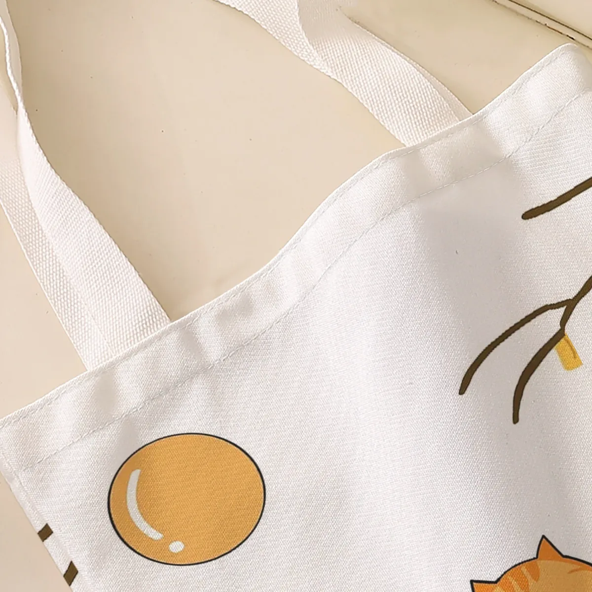 sac fourre-tout à imprimé chat tigré orange et branche d'automne, sac à bandoulière de grande capacité pour le shopping, les voyages et l'usage quotidien