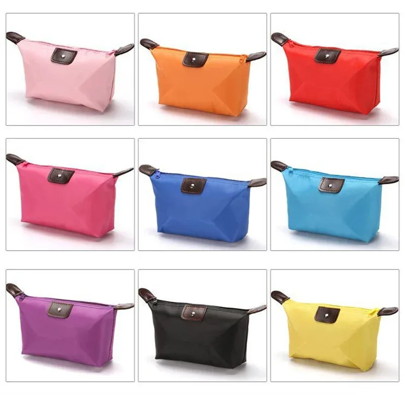 trousse polyester vive couleur fermeture éclair transport voyage cosmétiques maquillage toilette pochette pleine forme boîte