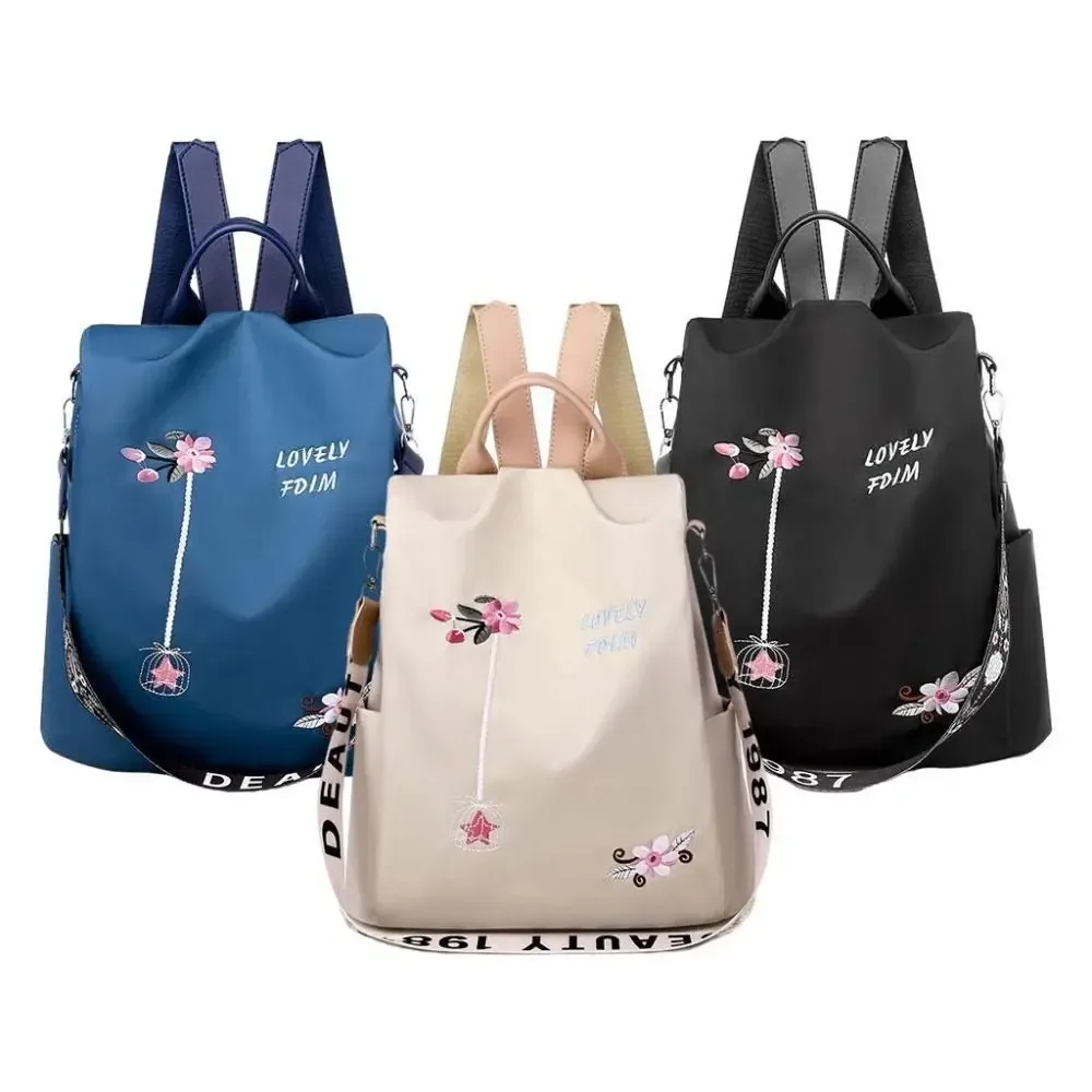 oxford – sac à dos étanche pour femmes, sac d'école antivol, broderie de styliste, grande capacité, sac à main de voyage à bandoulière