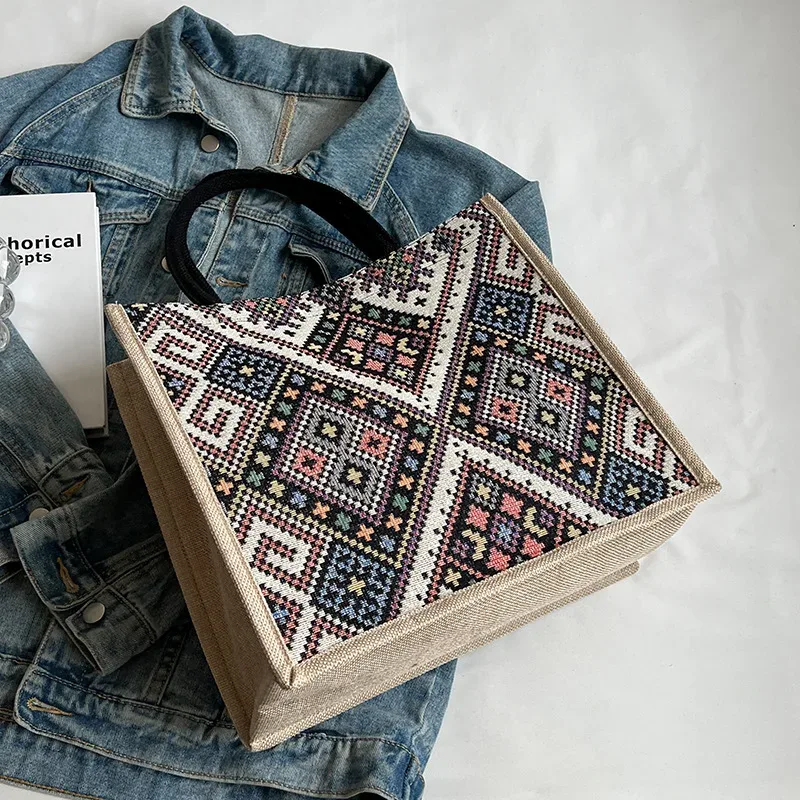 sac à bandoulière de style national pour femme, sac fourre-tout ethnique de grande capacité, nouveau sac à main décontracté pour les trajets quotidiens et le shopping