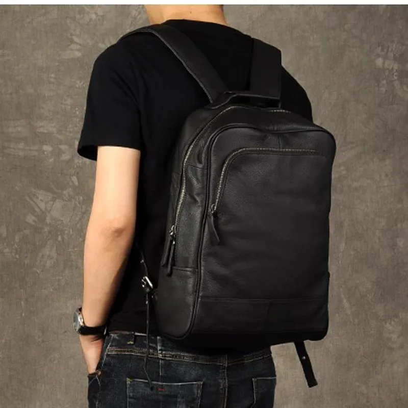 sac à dos en cuir véritable de haute qualité, modèle tendance pour hommes, sac à dos pour étudiants, sac d’école, sac à dos pour un usage quotidien, grand sac à dos noir.