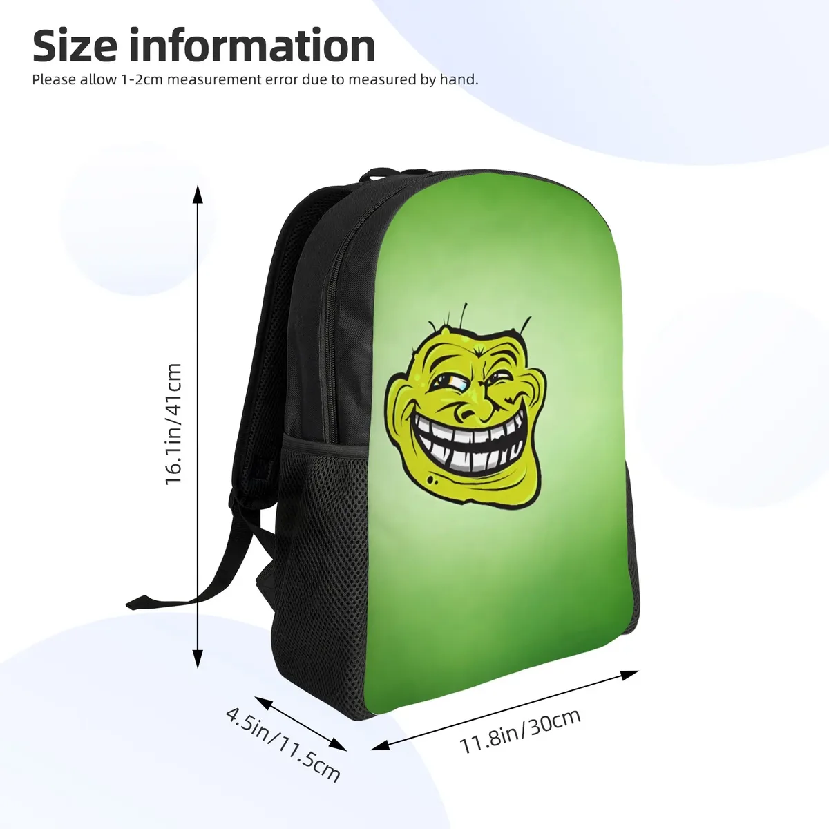 trollface sacs à dos amusants pour hommes et femmes, sac à livres basique pour l'université, l'école, sacs manga