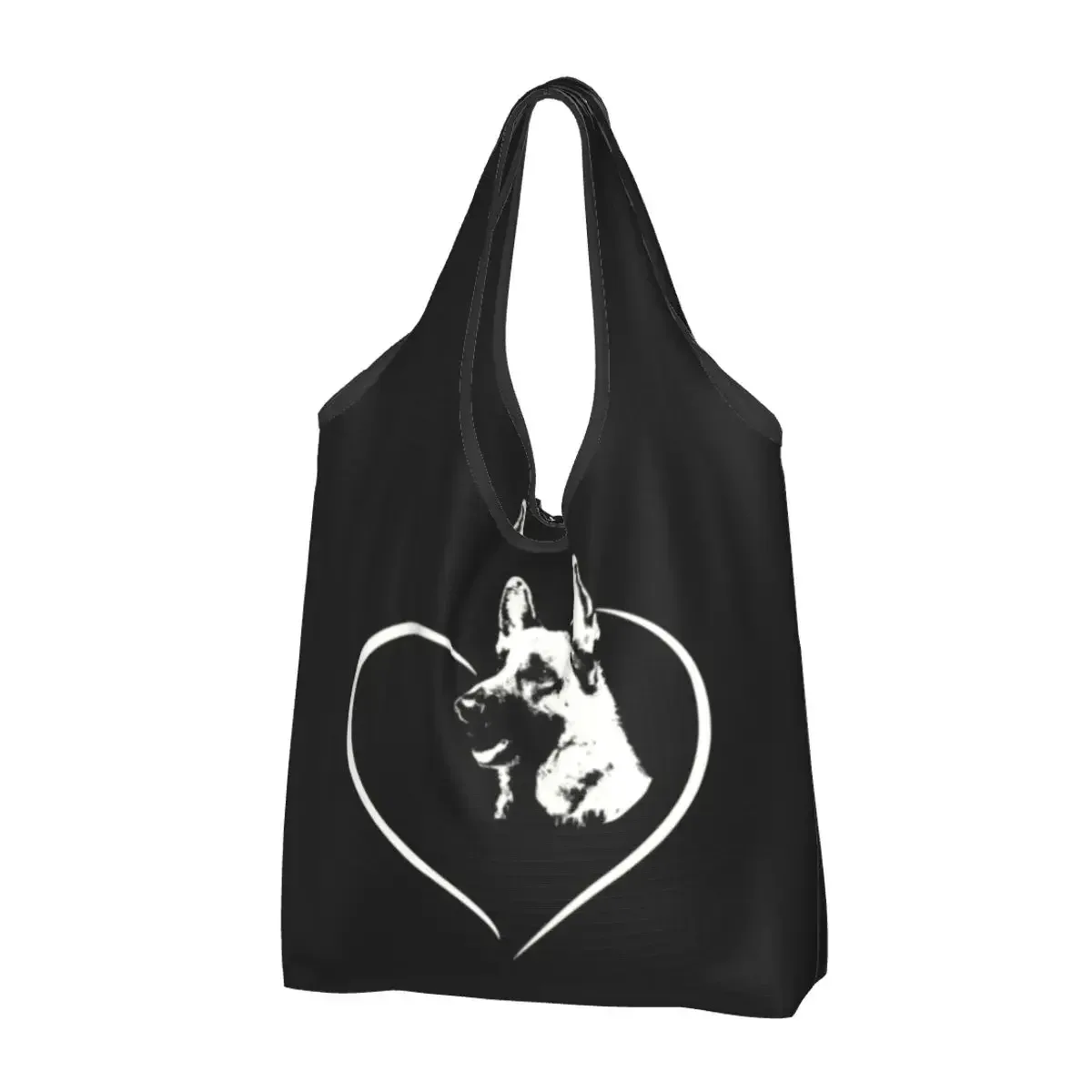 sac fourre-tout réutilisable pour femmes, sacs de courses d'épicerie portables, troupeau de contribuables allemands, sac à provisions pour amoureux des chiens, loup alsacien