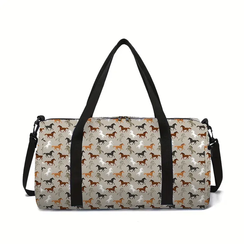 sac de voyage à grande capacité pour garçons et filles, motif animal de dessin animé, cheval, meilleurs cadeaux, sac de voyage 2d en dessin animé, sac à main pour enfants