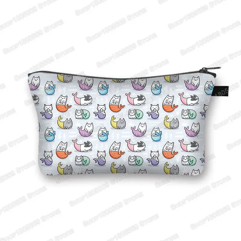 kawaii dessin animé chat chien trousse à cosmétiques mignon chaton chiot sacs de maquillage femmes sacs de toilette pochette rouge à lèvres pochette fille sac à cosmétiques