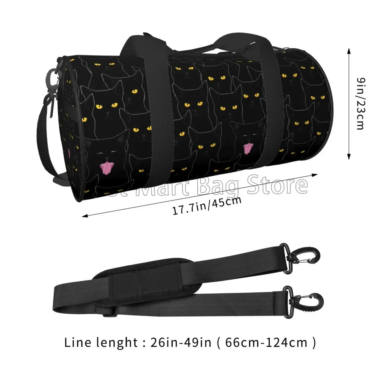 Sac de sport pour chats noirs, animal de compagnie, yeux dorés, langue qui sort, différentes pfvoltage, sport, voyage, week-end, sacs