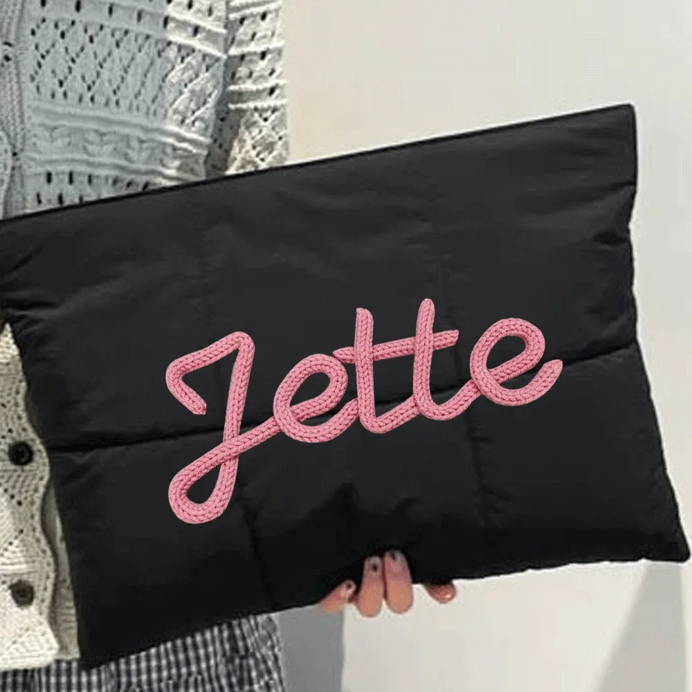 sac pour ordinateur portable personnalisé, étui pour ordinateur portable matelassé avec lettres en chenille personnalisées, housse pour ordinateur portable de 12x16 pouces, cadeau de bureau