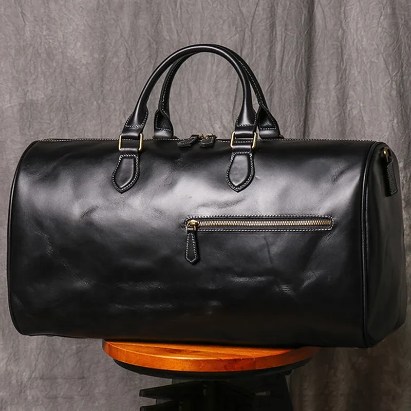 leathfocus sac de voyage en cuir de vachette pour homme sac à main de week-end pour femme sac de sport vintage de grande capacité sac pour ordinateur portable en cuir crazy horse