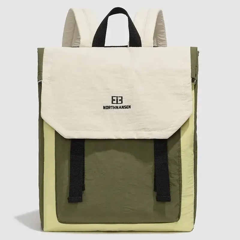 sac dos nylon vert olive jaune citron bandoulière rétractable poche intérieure imperméable usage voyage