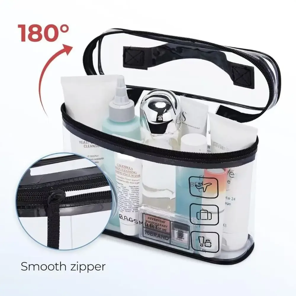 trousse de toilette transparente portable, grande capacité, organisateur de cosmétiques étanche, sac de rangement de voyage en pvc épais