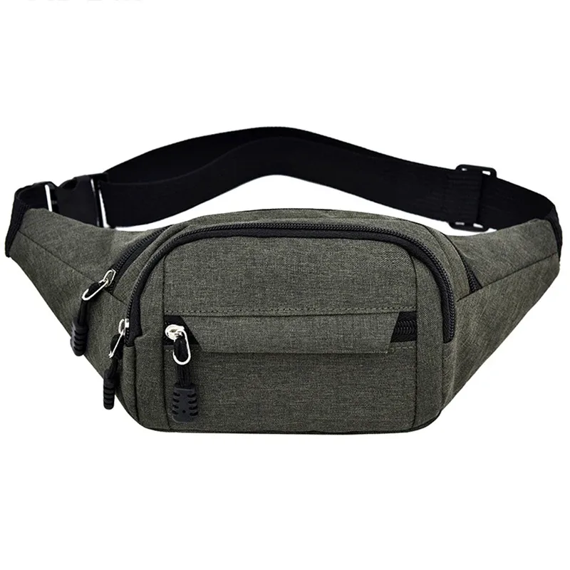 sac banane de taille unisexe pour hommes, sac de poitrine étanche, sac de sport de plein air, pochette en toile, pochette banane à bandoulière