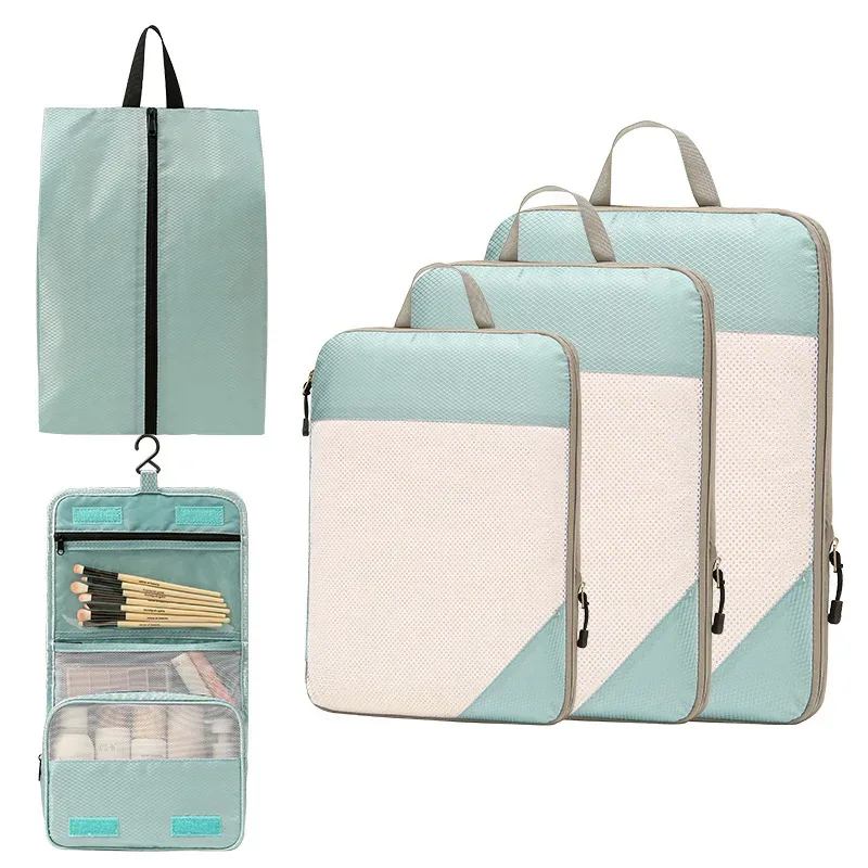 sac de rangement de voyage pour placard, bagages de voyage pour vêtements, chaussures, articles de toilette, cosmétiques, cubes d'emballage anti-poussière, sac de compression