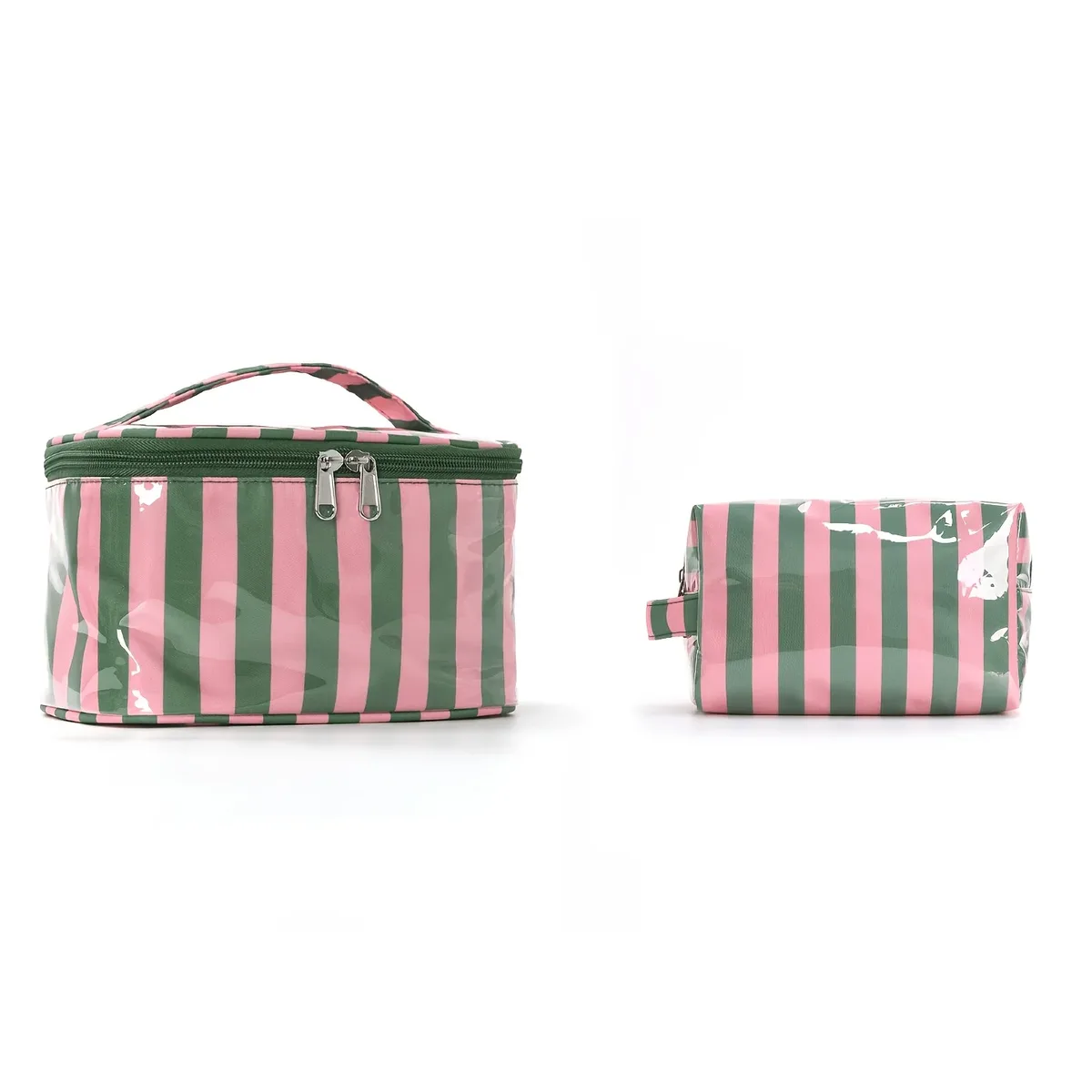 sac cosmétique à rayures en pvc de grande capacité, sac de rangement pour articles de toilette pour femmes, sac de maquillage portable, sac de voyage pour voyage d'affaires, soins de la peau