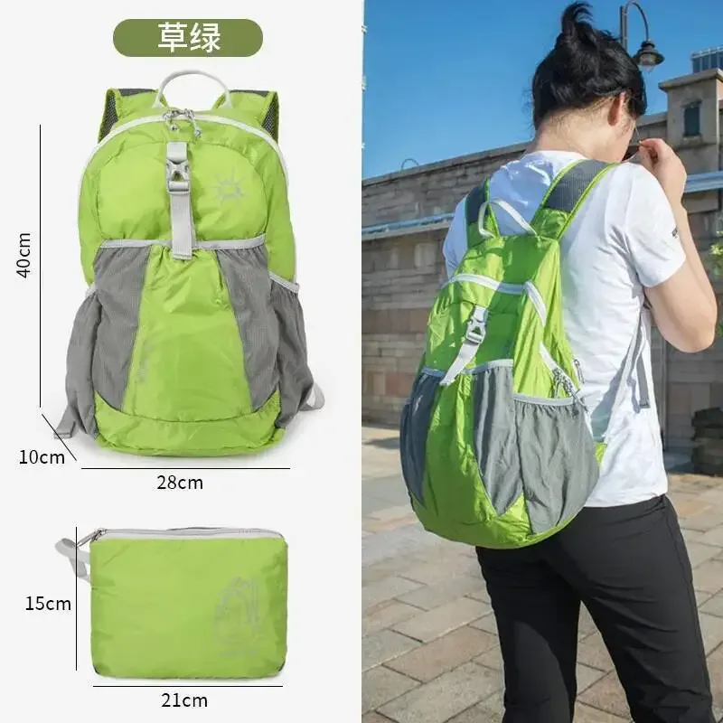 sac dos polyester gris clair rouge vif étoile stylisée pliable compact normcore minimaliste voyage loisir