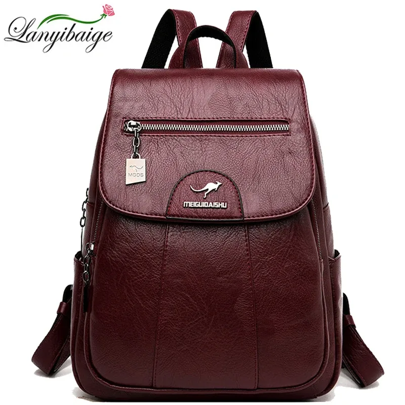 sacs à dos en cuir pour femmes, sac à dos vintage de bonne qualité pour filles, sac d'école de voyage, nouvelle collection 2024