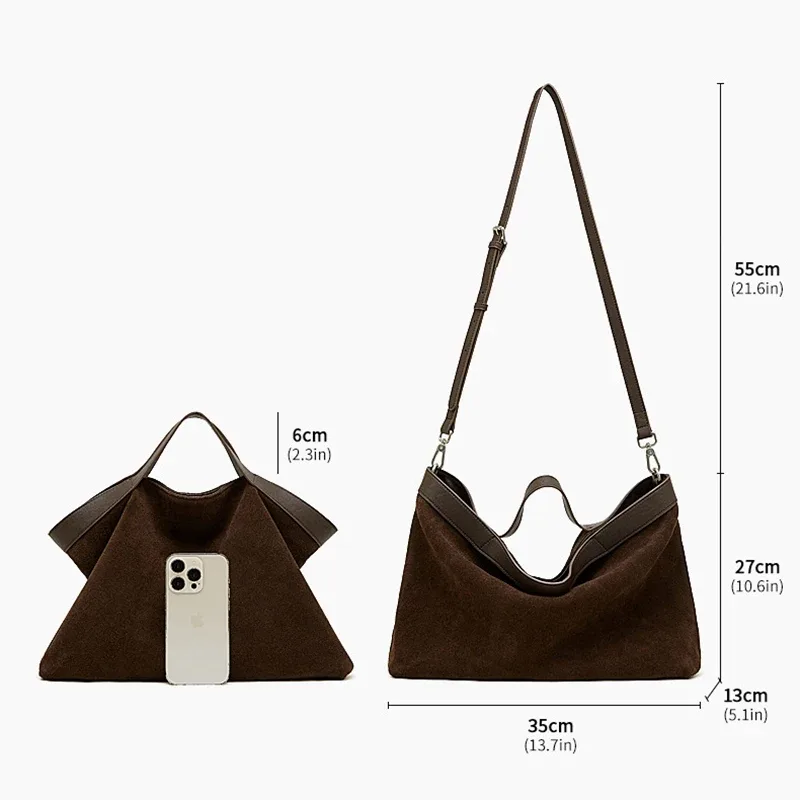 sac fourre-tout grande capacité pour femme 2026 – nouveau sac bandoulière spacieux en cuir suédé vintage – sac à main polyvalent et tendance pour le quotidien – qualité supérieure