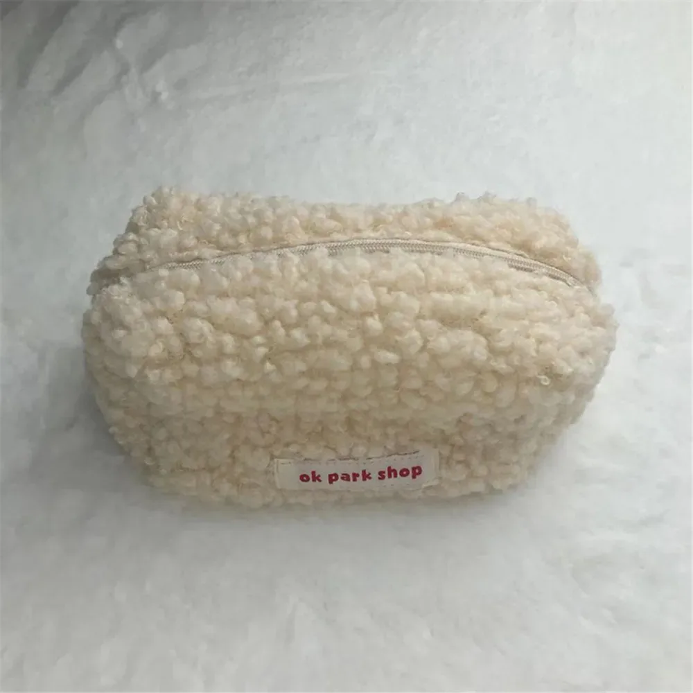 sac à cosmétiques en peluche grande capacité pour femmes et filles, jolie trousse de maquillage de voyage, stockage de produits de toilette, poudres
