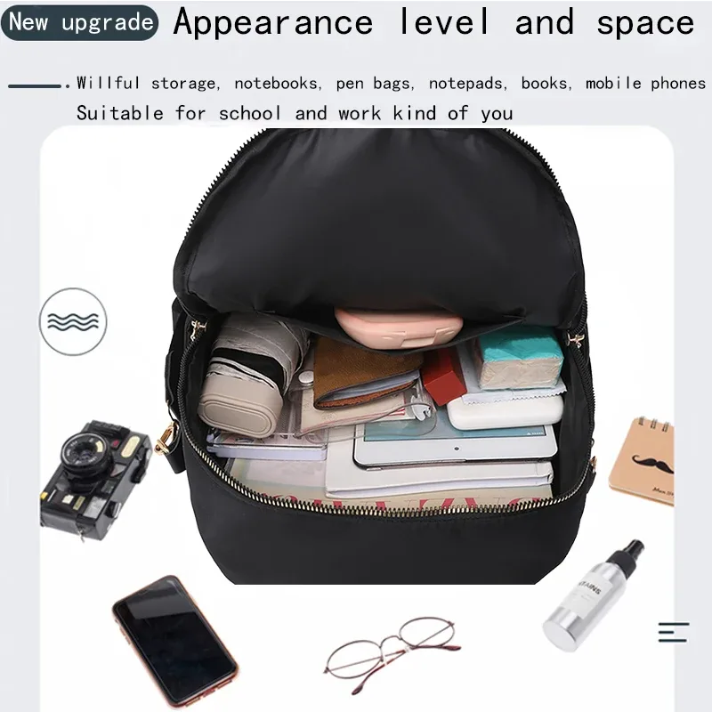 sac à dos en nylon multi-usage, nouveau style, idéal pour les voyages et l'école [la direction de la fermeture éclair est aléatoire, le style de