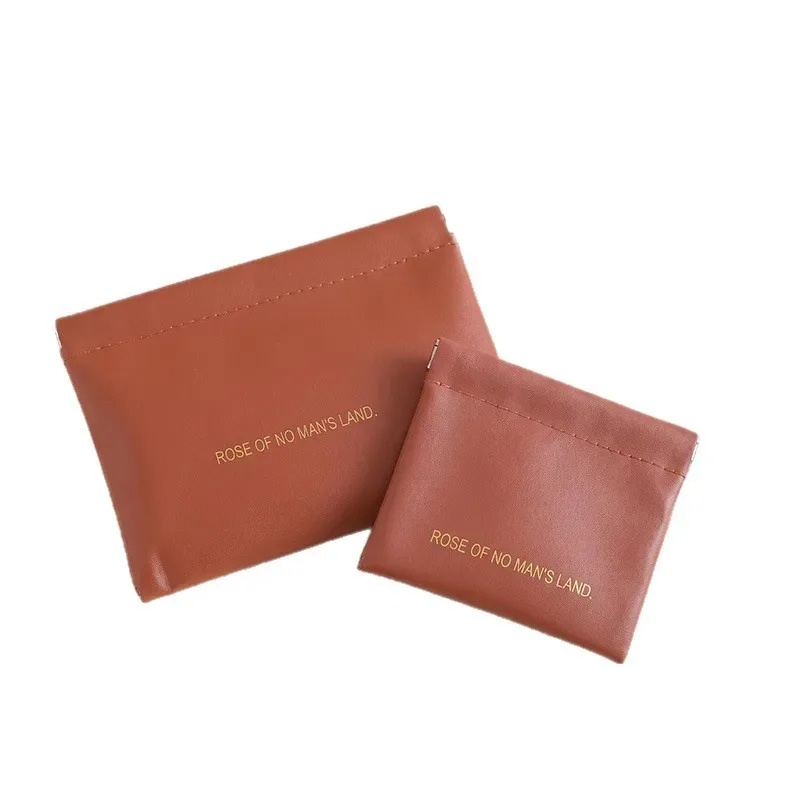 pochette de rangement en pu à fermeture automatique, mini organisateur d'écouteurs et de câbles, porte-monnaie portable, petit sac de rangement pour cosmétiques et rouges à lèvres