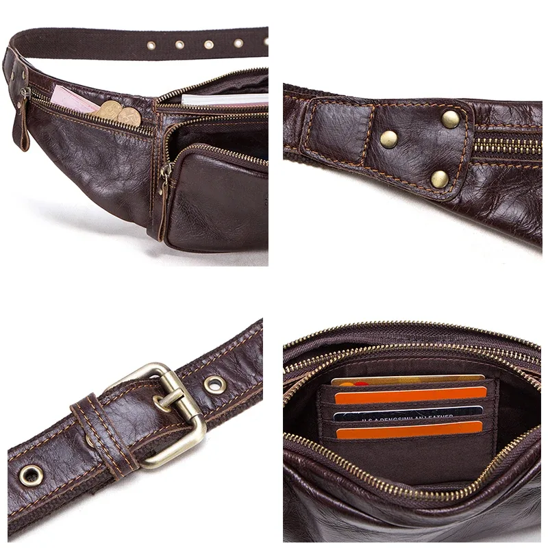 fissuract's-sac banane en cuir véritable pour hommes, sacs de ceinture, sacs de voyage, sacs à main de qualité masculine, sac à bandoulière, poudre de téléphone